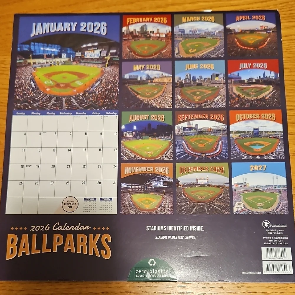 2026 Ballparks Wall Calendar